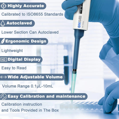 ONiLAB 5-50μl Single-Channel Manual Adjustable Variable Volume