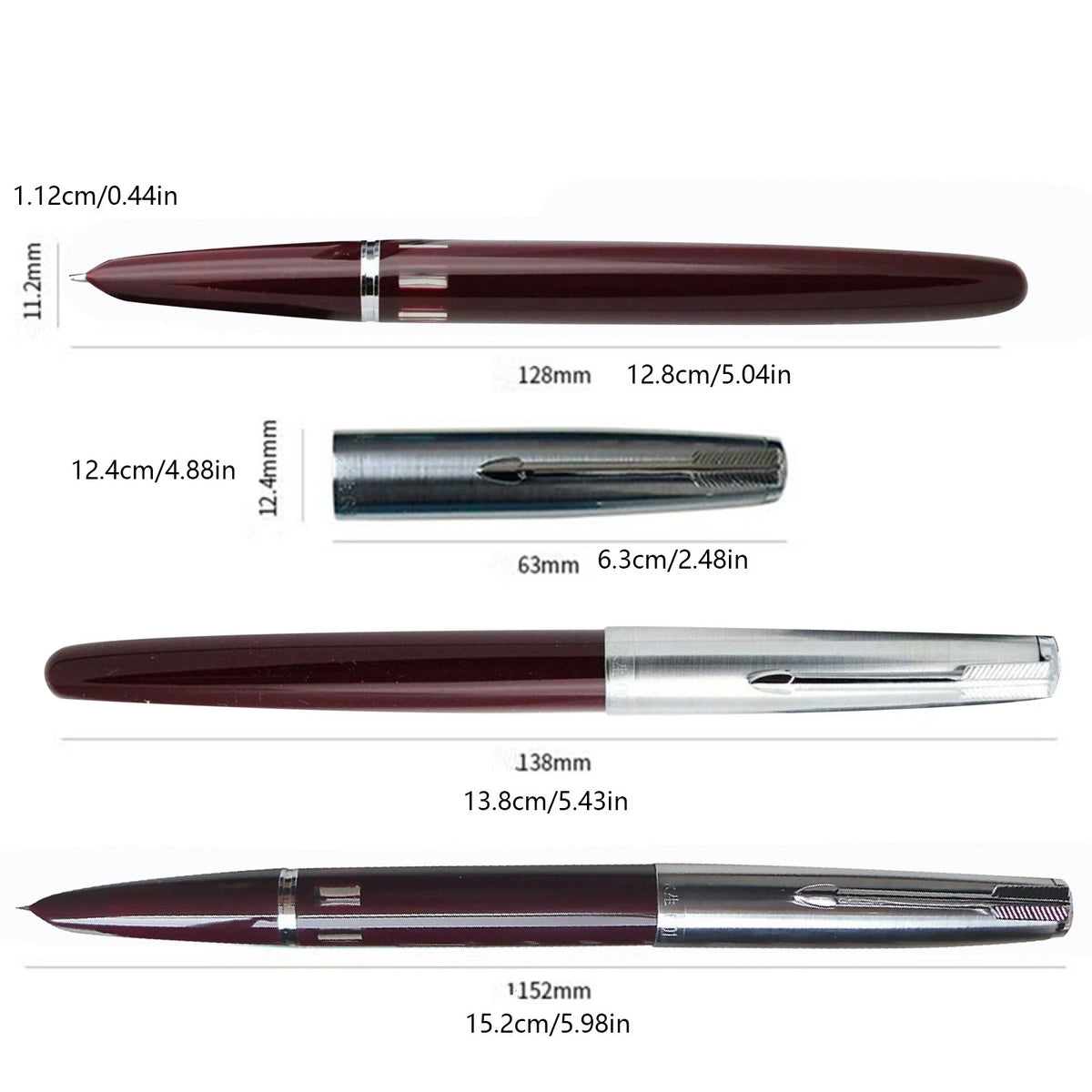 Classic Wing Sung 601 Steel Cap Vacumatic Fountain Pen F Nib 0.5mm Ink Pen