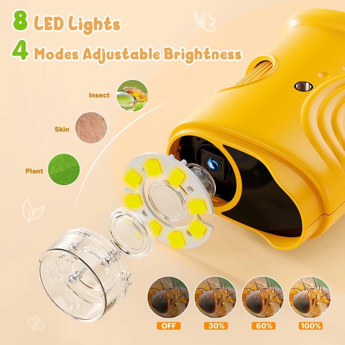 1000X Handheld Digital Microscope for Kids: Pocket with 382-Yellow