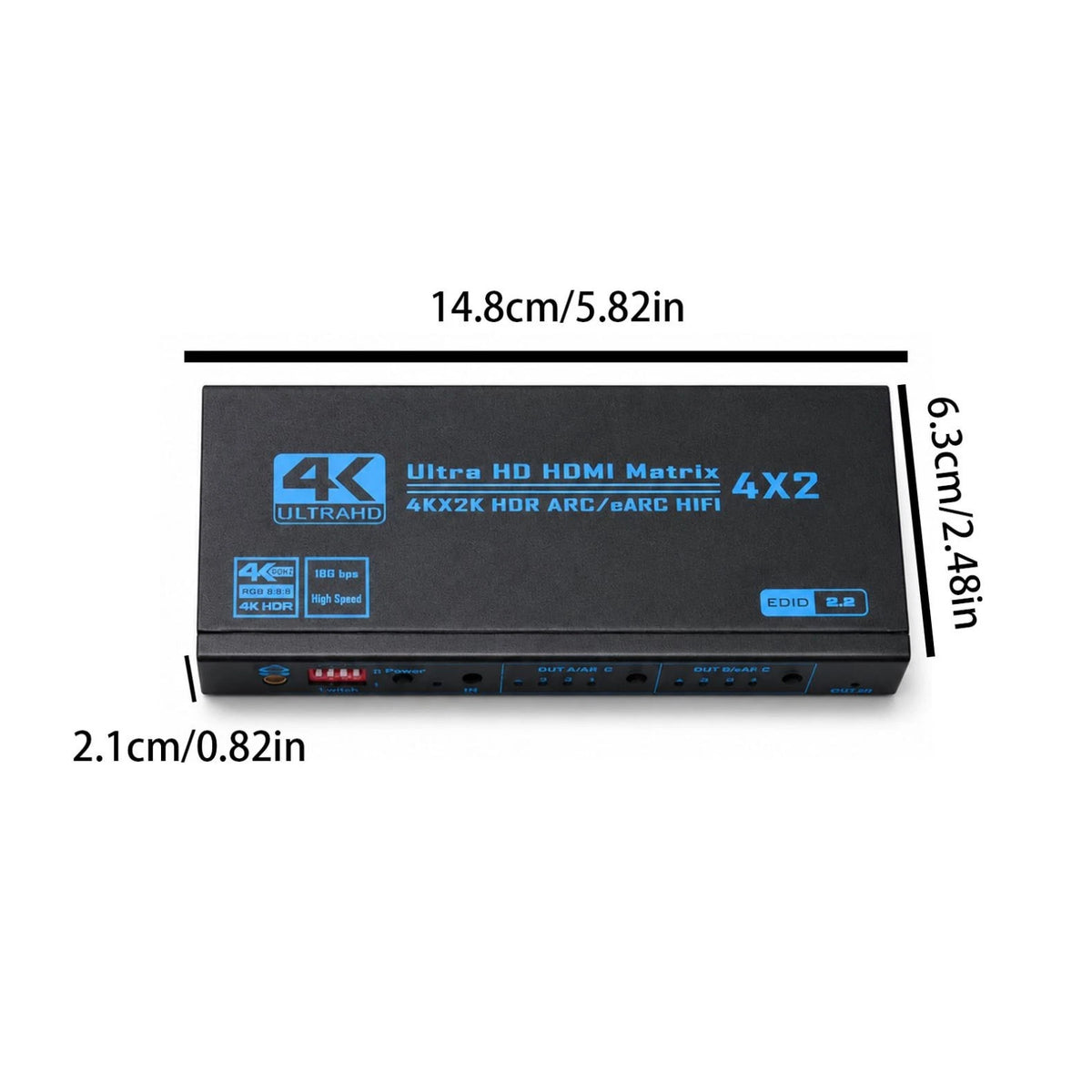 4K 60Hz HDMI Matrix Switcher Splitter 4 In 2 Out For Apple TV For Fire Stick