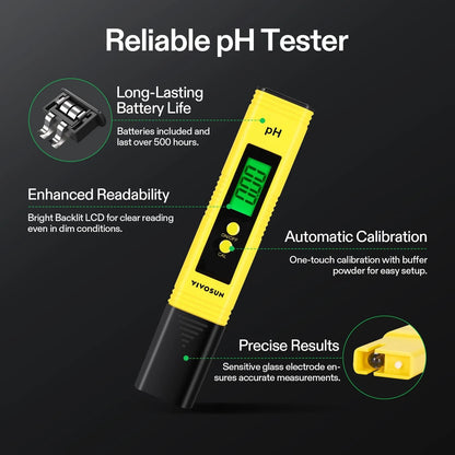 VIVOSUN Digital pH and TDS Meter Kits, 0.01pH High Kit, Yellow+Blue