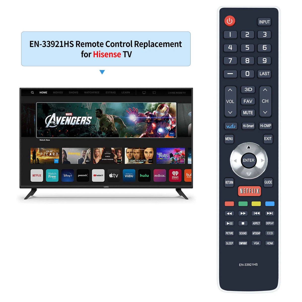 EN-33921HS Remote Control For Hisense LED HDTV TV 42T710DW 46T710DW 55T710DW