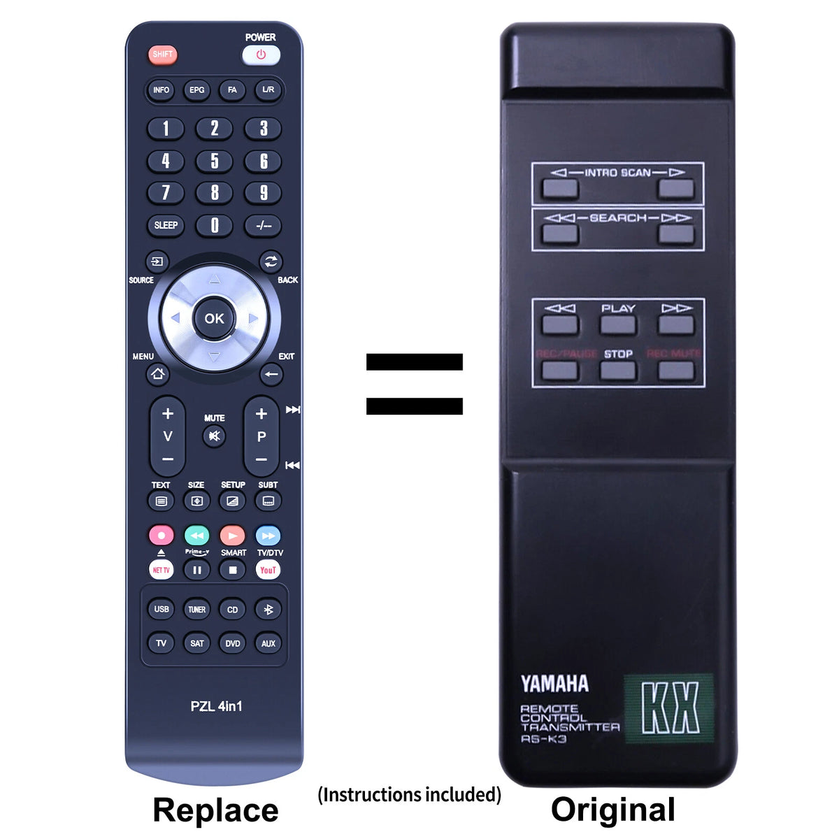 Replacement Remote Control For Yamaha RS-K3 RS-KW5 KX-300 KX-330 KX-650