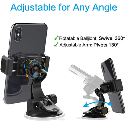 APPS2Car Suction Cup Phone Holder for Car with Adjustable Mount