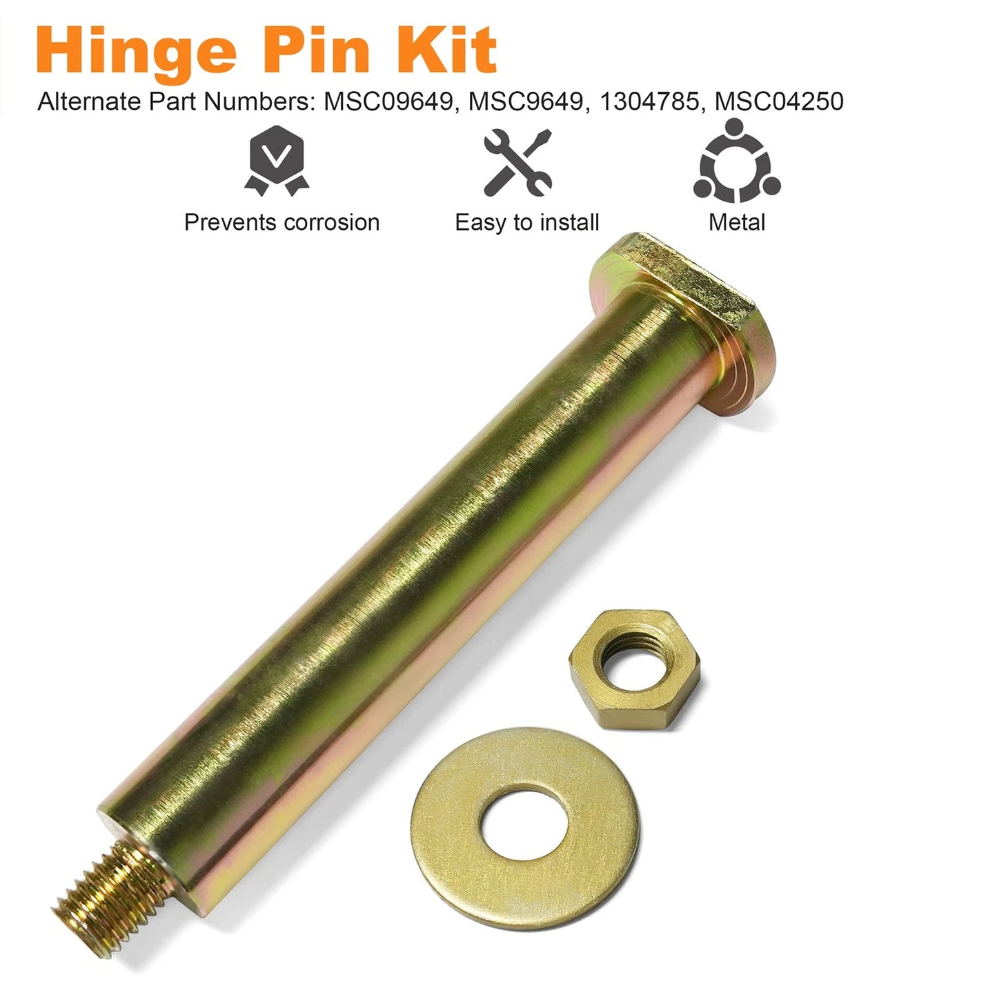 Horizontal Threaded Hinge Pin Kit for BOSS Snow Plow MSC09649 MSC04250