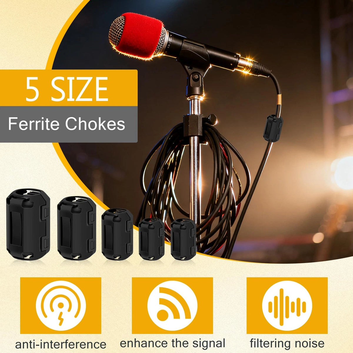 Windspeed 25Pcs Ferrite Chokes Beads Snap on RFI EMI Noise...
