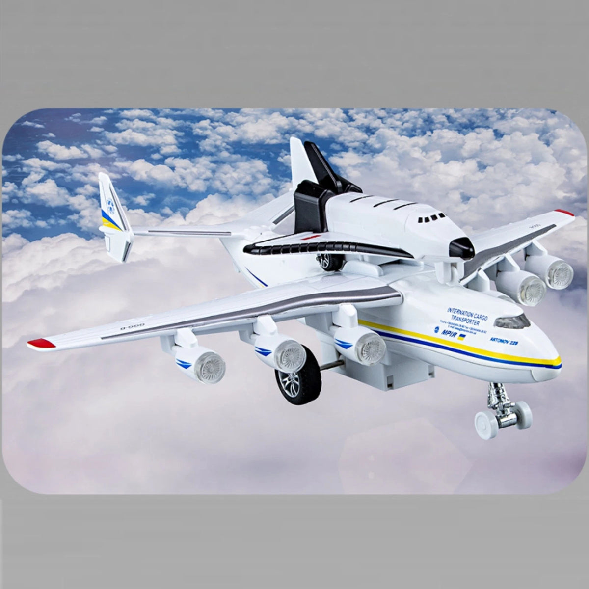 1/400 An-225 Mriya Plane w/Buran Orbiter Model Sound Light Pull Back O
