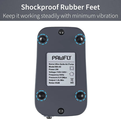 Pawfly Aquarium 15-40 GPH Compact Air Pump Quiet Oxygen 3-20 Gallon, Blue