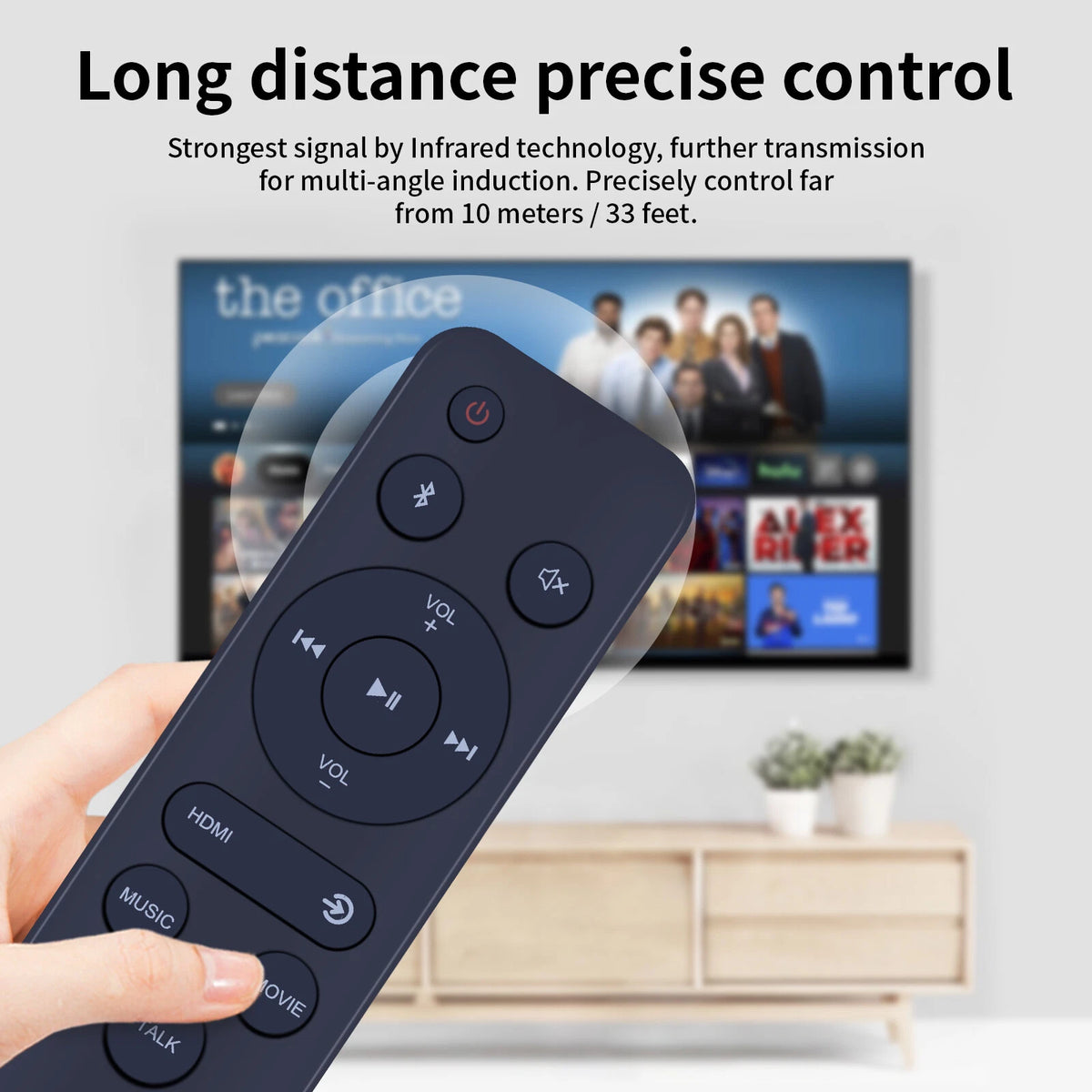 100056522 Remote Control For ONN Bluetooth TV Soundbar Audio System Speaker