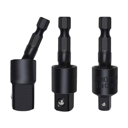 3pcs 360 Degree 1/4in Hex Shank 1/4in 3/8in 1/2in Extension Socket Adapter