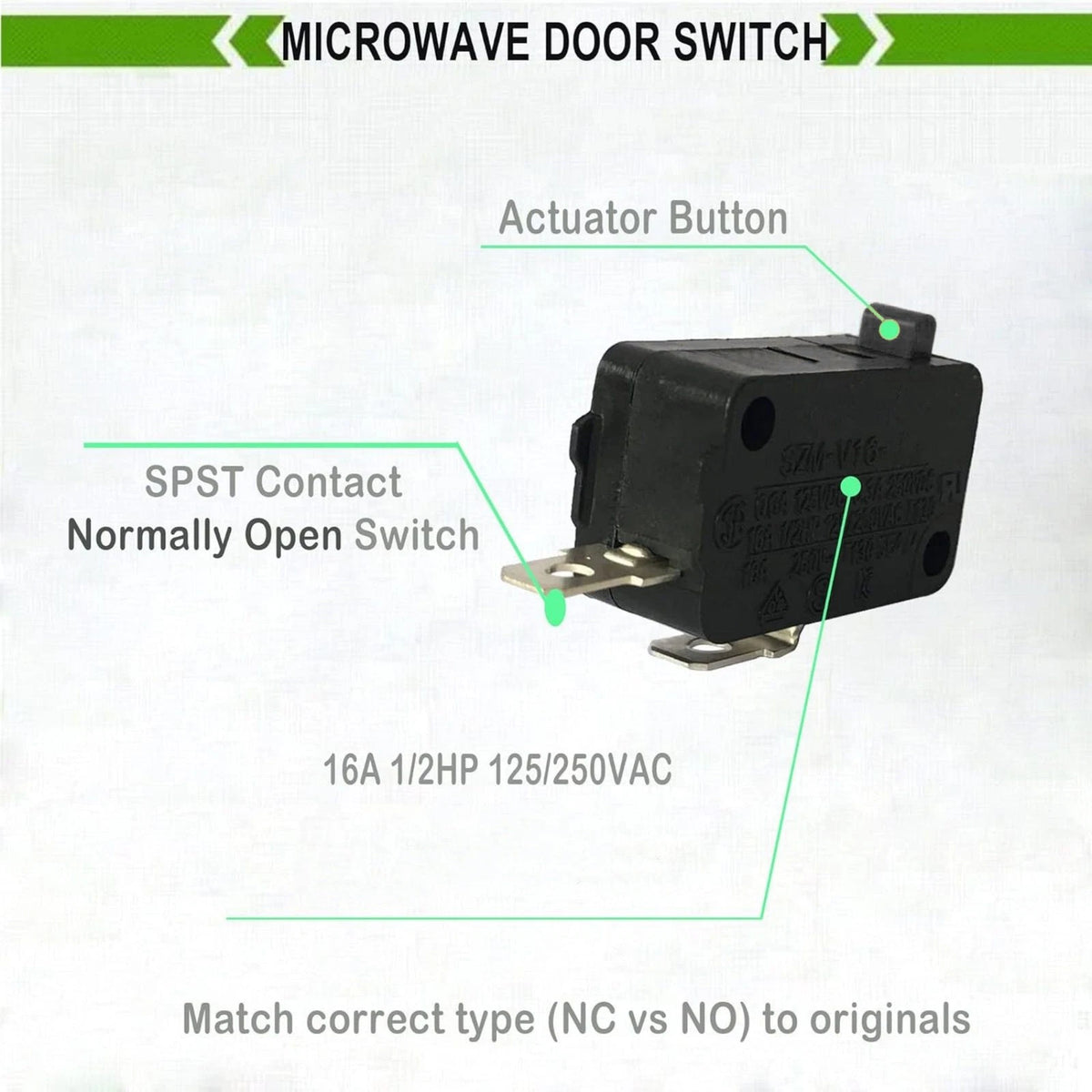 3x Microwave Oven Door Switch for Microwave 16A 125/250V(Normally O&C)
