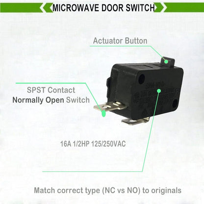 3x Microwave Oven Door Switch for Microwave 16A 125/250V(Normally O&C)