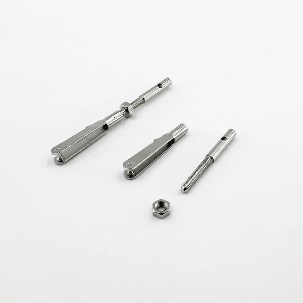 4PCS RC Airplane Metal Clevis with Connecting Rod Push M3x30mm, 32mm, Silver