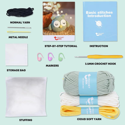 Complete Beginners Crochet Kit - Owl Kit, All You Need for Owl, owl