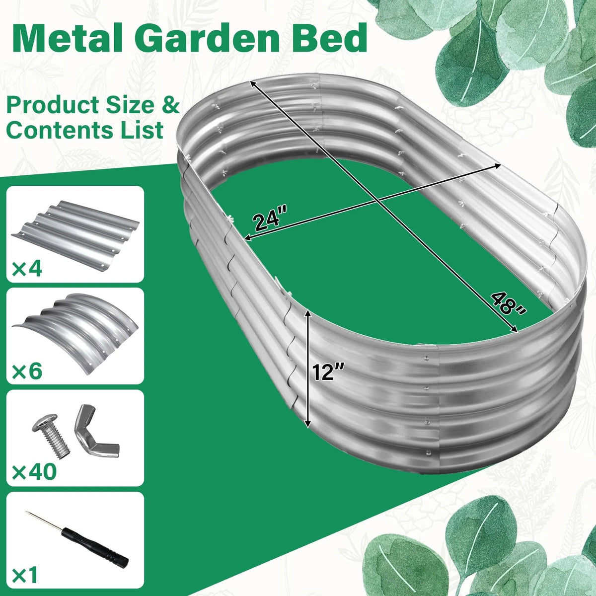 TATAANTY Galvanized Raised Garden Bed for Outdoor: 4X2X1ft 2 Pack, Silver