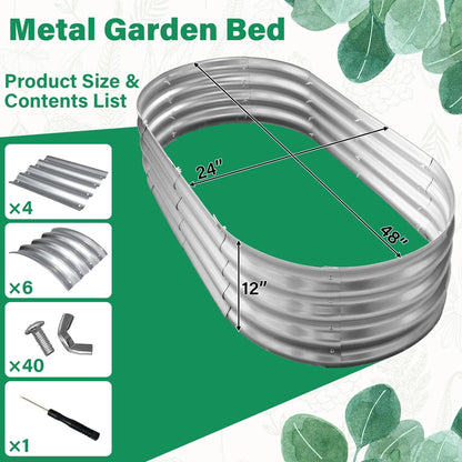 TATAANTY Galvanized Raised Garden Bed for Outdoor: 4X2X1ft 2 Pack, Silver