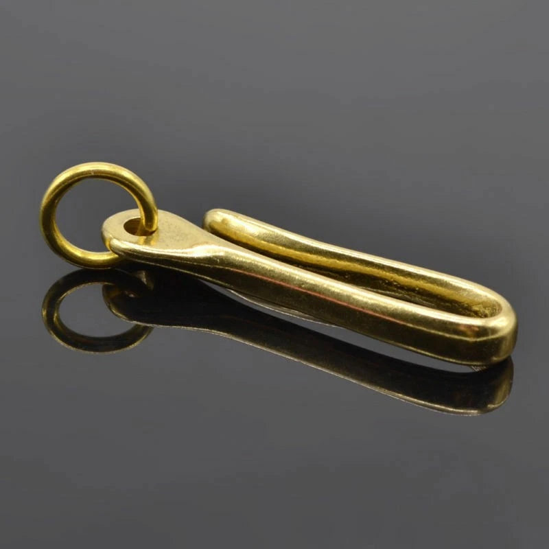 2Pcs S Retro Solid Brass KeyChain Key Ring Belt U Hook Wallet Chain Fish Hook h
