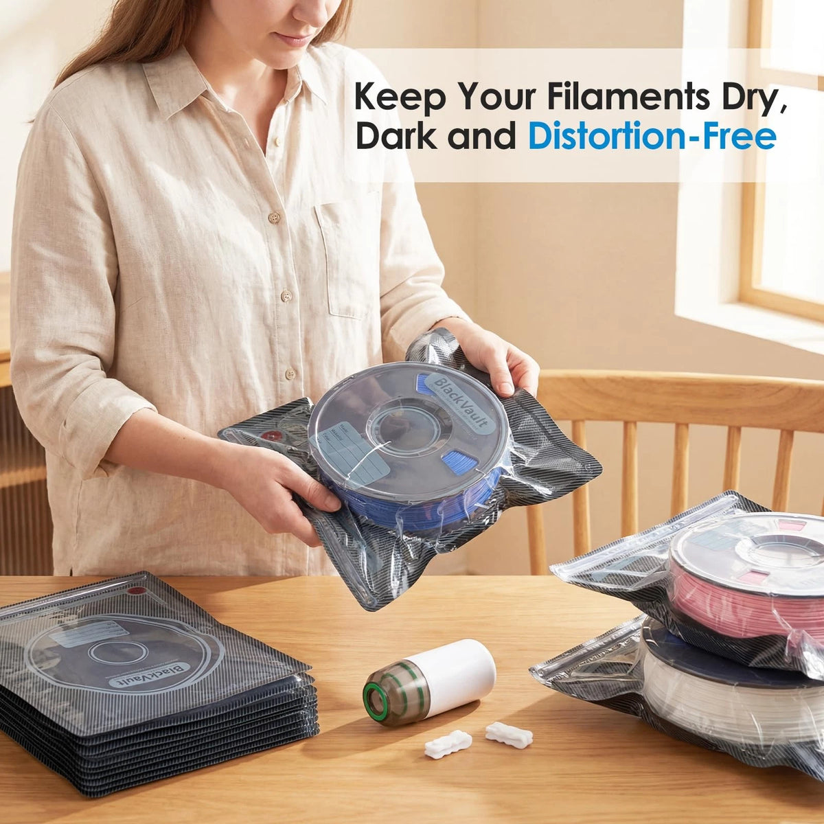LINGSFIRE 3D Printer Filament Storage, Vacuum Storage Bags with...