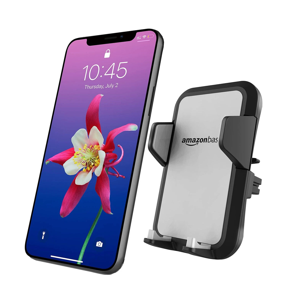 Amazon Basics Universal Portable Smartphone Holder for Car, Air Vent Grey