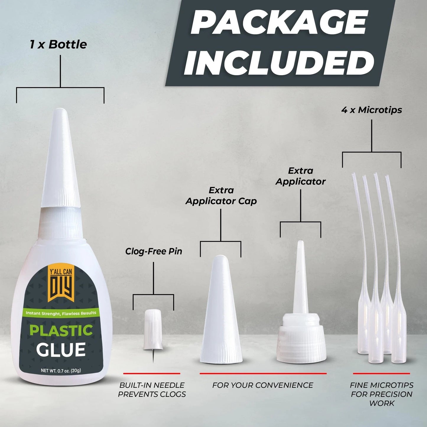 Plastic Glue for Models, Miniatures, Legos, PLA, 3D Printing 1 Pack, Clear