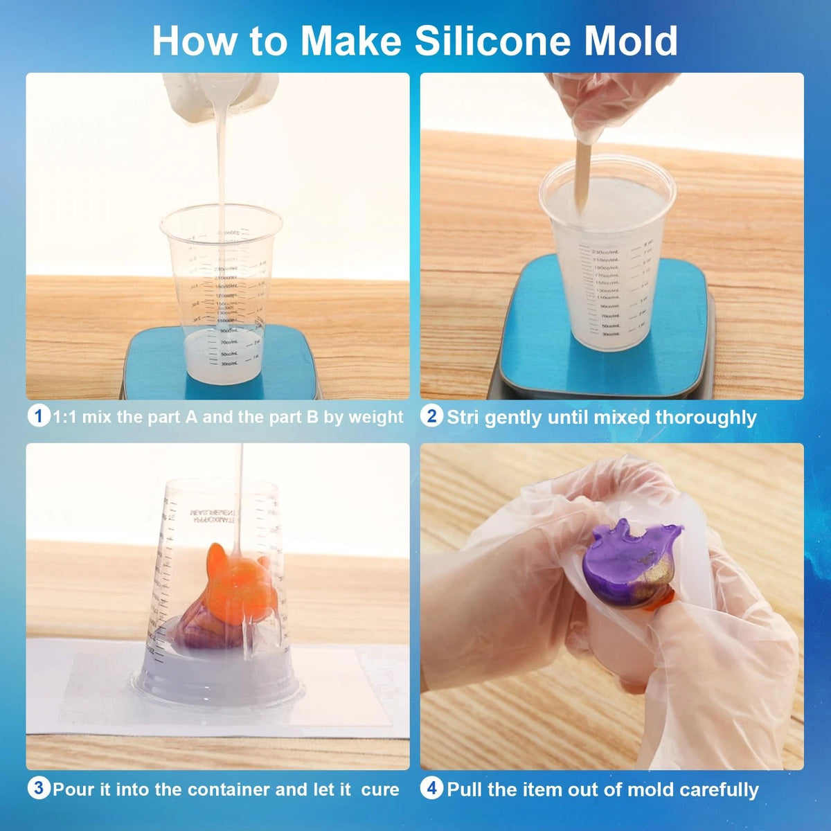 CHANGTIKEJI Silicone Mold Making Kit,64OZ Super Elastic Liquid 64 OZ, 64oz