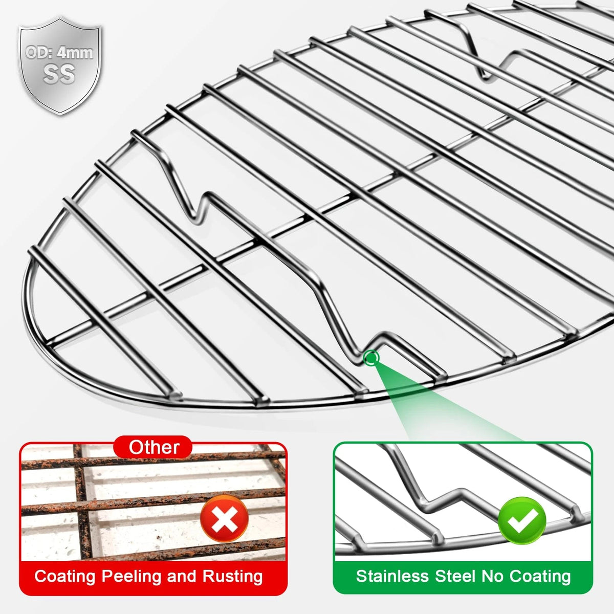 12inch Stainless Steel Roasting Rack, Oval Rack for small, Silver