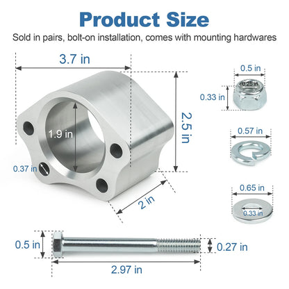 Silver 2 Inch UCA Ball Joint Spacers Leveling Kit For Chevrolet Silverado GMC