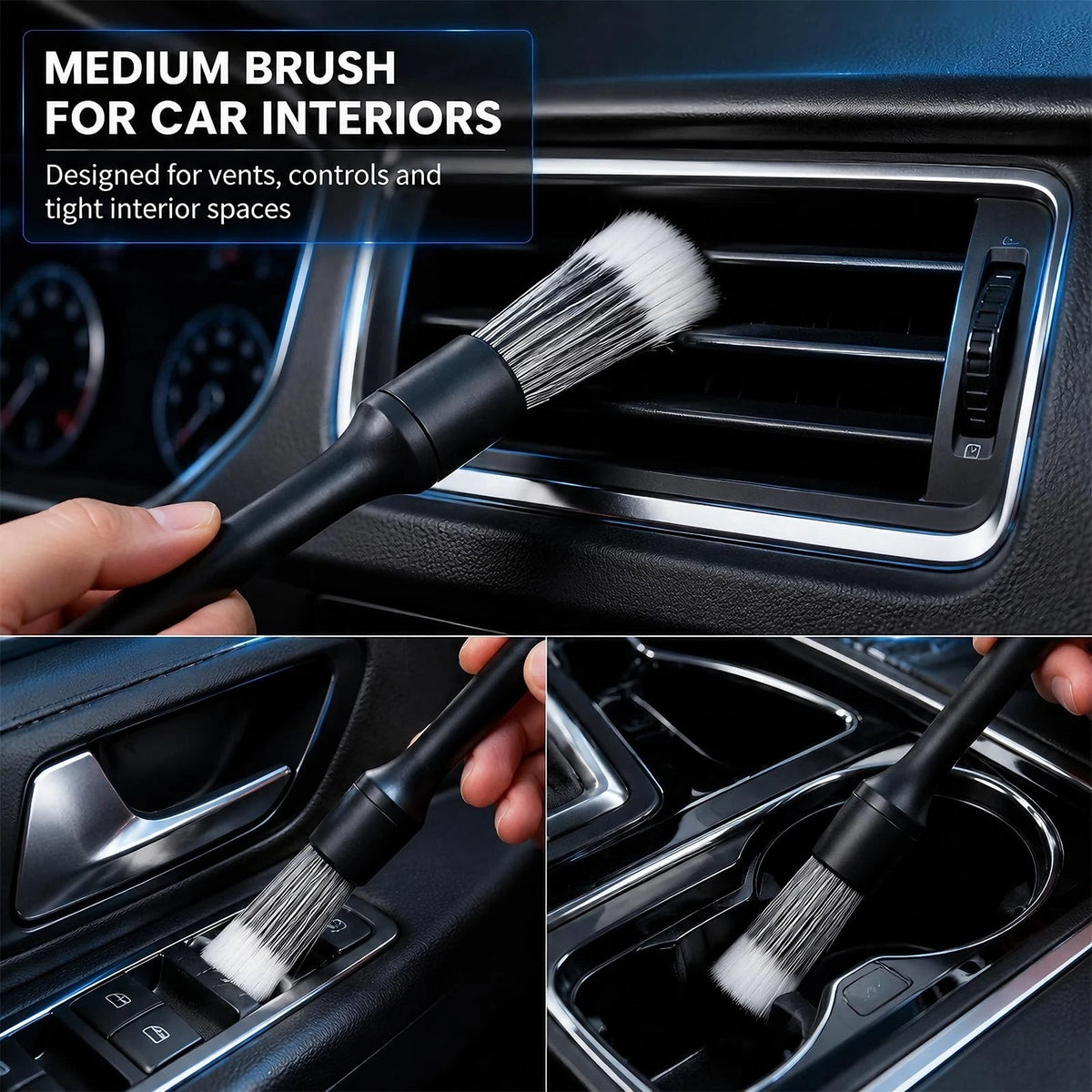 7PCS Car Detailing Brush Set, Ultra Soft Boars Bristles Interior...
