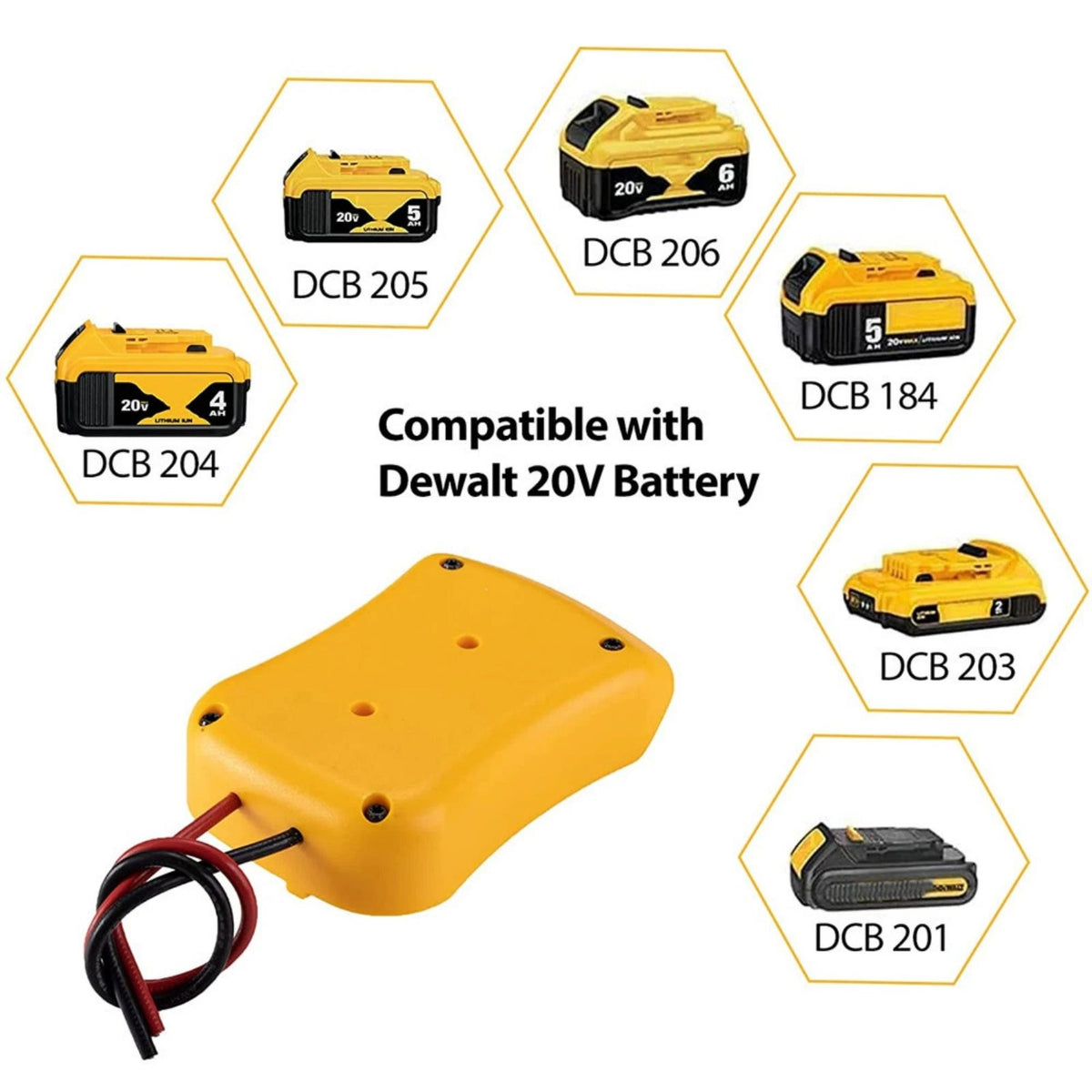Power Connector Battery Adapter For DeWalt DCB205, DCB200 18V/20V Max Battery