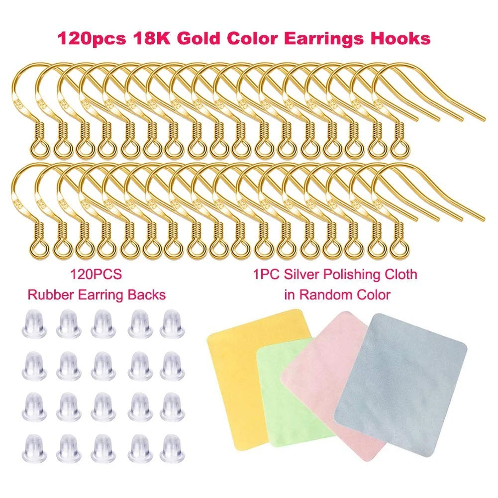 Earring Hooks - 120 PCS/60 Pairs Gold plated copper Regular 18K 2
