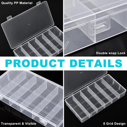 VZTOLKUR 2 Pack Clear Plastic Organizer Box with 6 8.3"Lx4.3"Wx1.3"H,