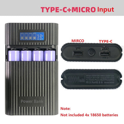 Black DIY Power Bank Case Battery Charger Storage Box Digital Display D