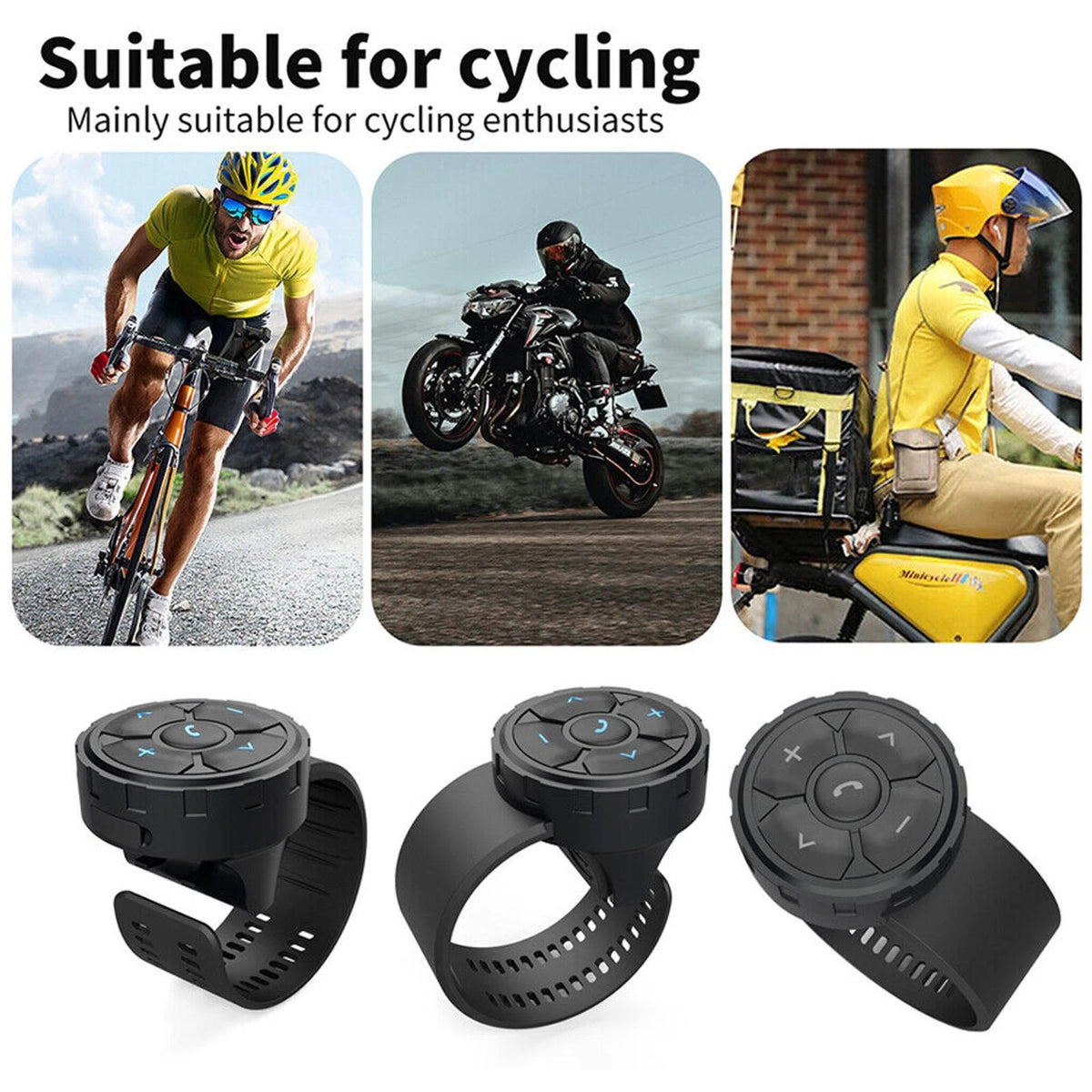 Wireless Bluetooth Media Button Remote Controller Car Motorcycle Bike Steering