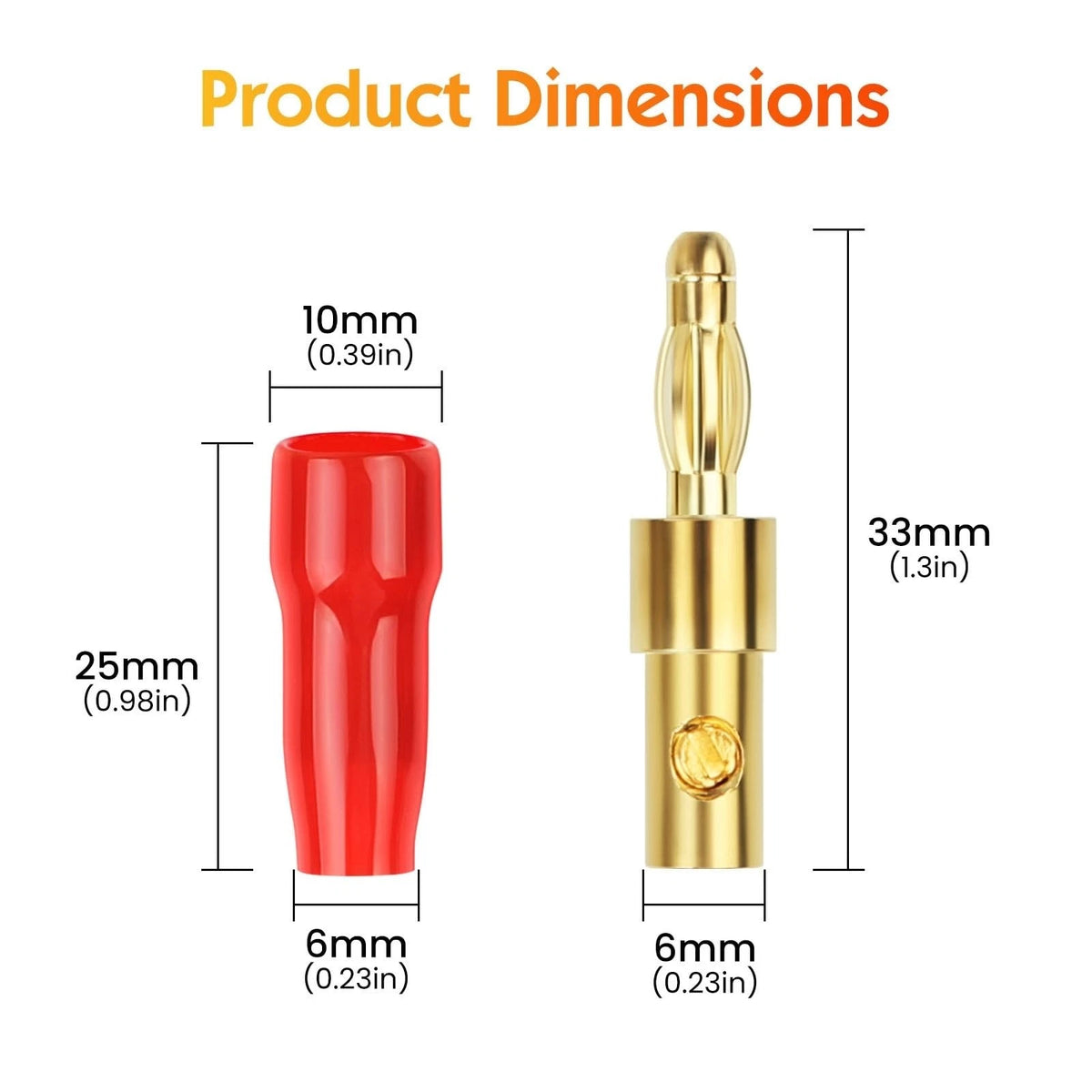 4 mm Gold Plated Open Screw Type Speaker Connector Banana Plugs,12