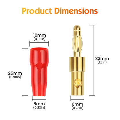 4 mm Gold Plated Open Screw Type Speaker Connector Banana Plugs,12