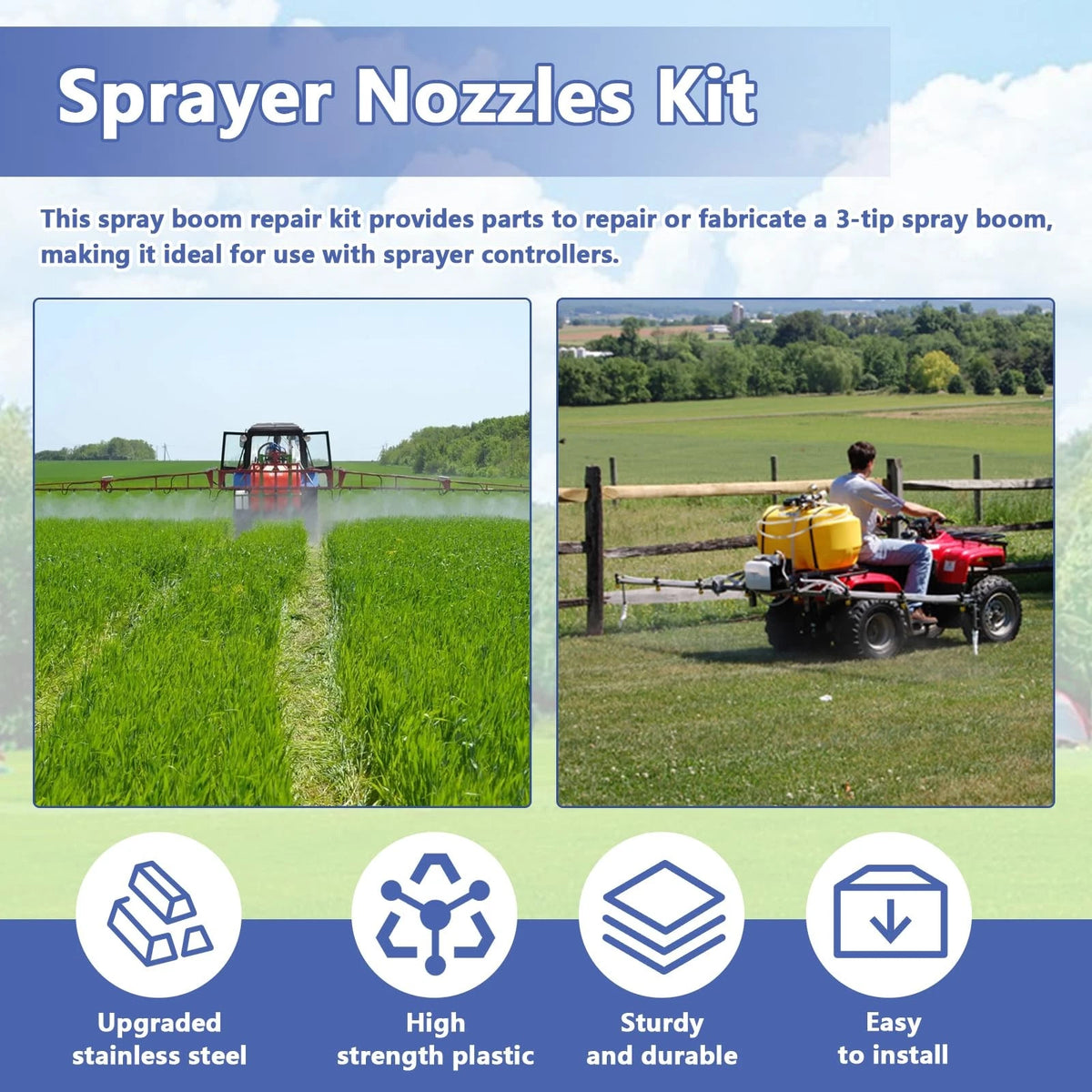 Spray Boom Repair Kit, Sprayer Parts Including 8001-VS 2" x 4" x 1", Black