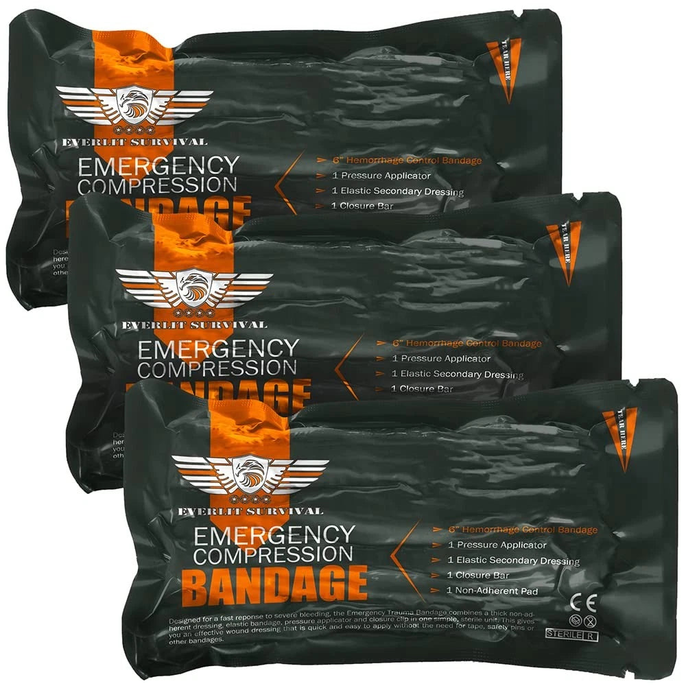 EVERLIT Israeli 6 Inch Emergency Bandage Compression 6 (Pack of 3)