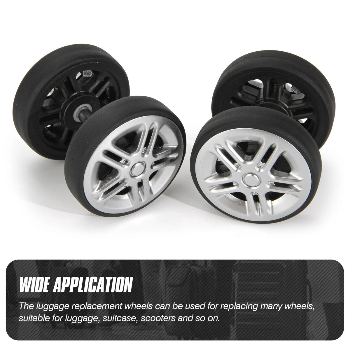 Zoofen 8 Pcs Luggage Replacement Wheels 50 x 12mm 50 x 12mm, Silver-Z12