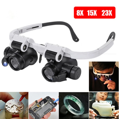 LED 8X 15X 23X Adjustable Magnifier Grass Eye Loupe Lens Jewelry Watch Repair