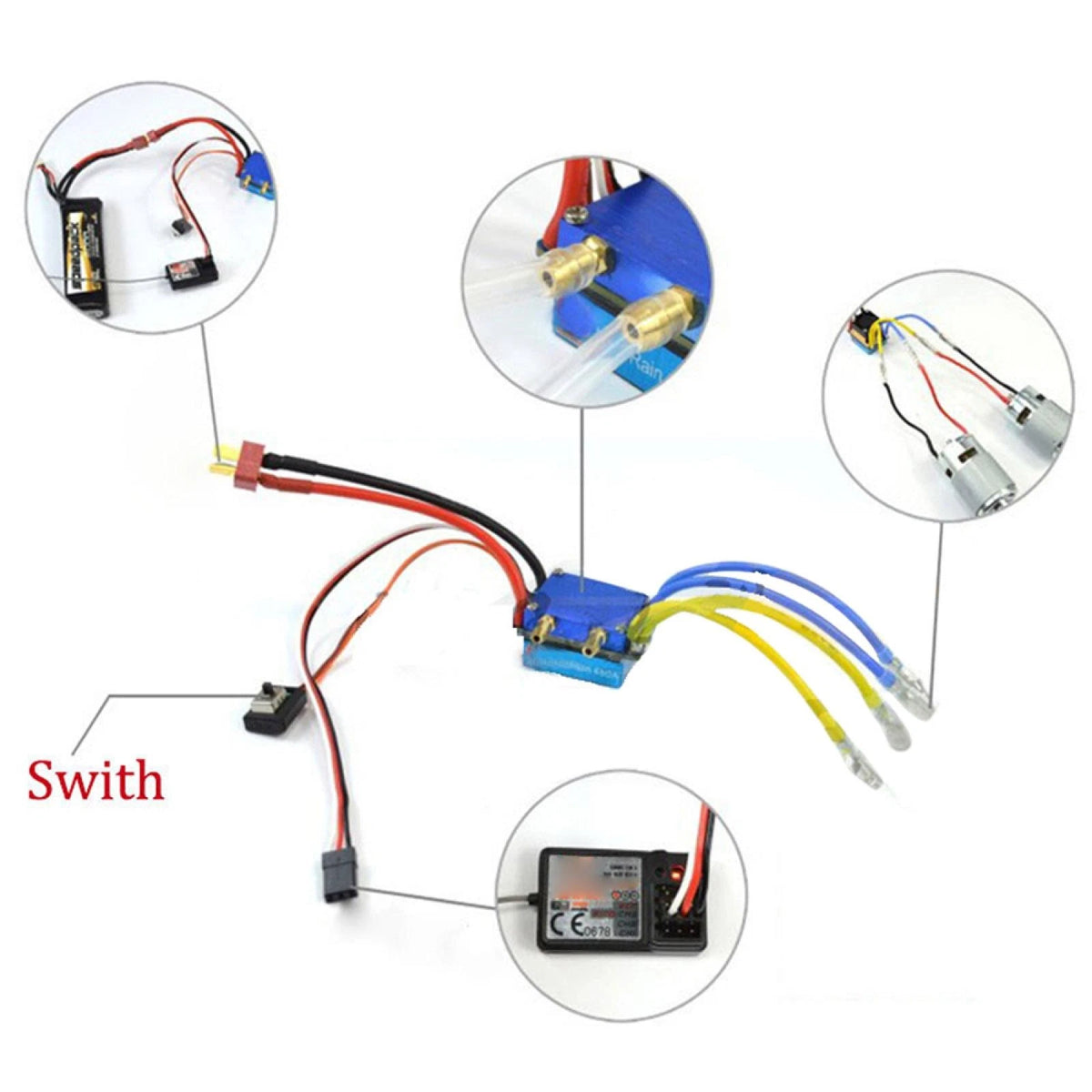 480A Water-cooled Dual Mode Waterproof Brushed ESC Kit For RC Boat/Car
