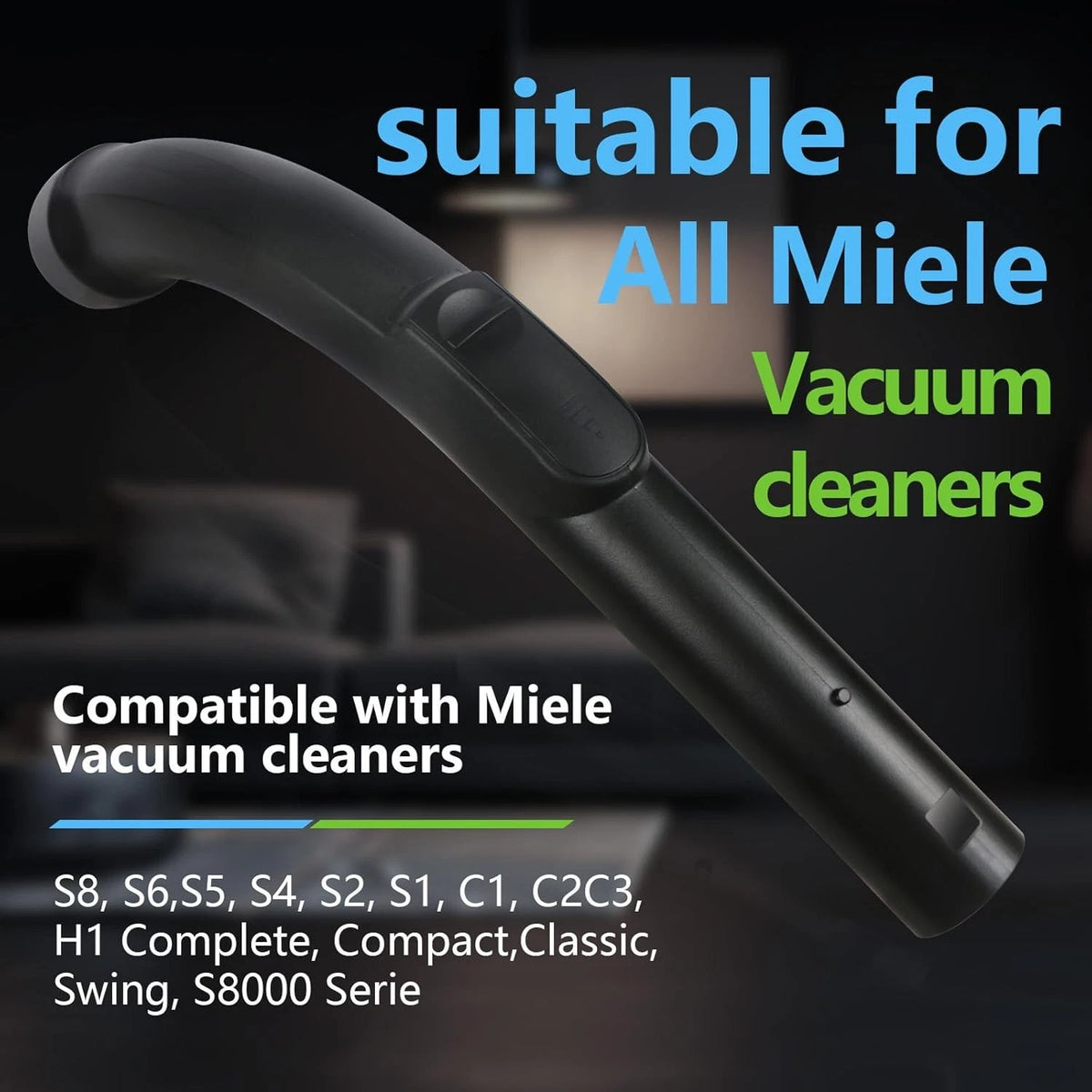 For Miele Vacuum Cleaner Bent End Hose, Plastic Replacement Part, Black