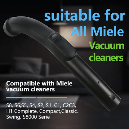 For Miele Vacuum Cleaner Bent End Hose, Plastic Replacement Part, Black