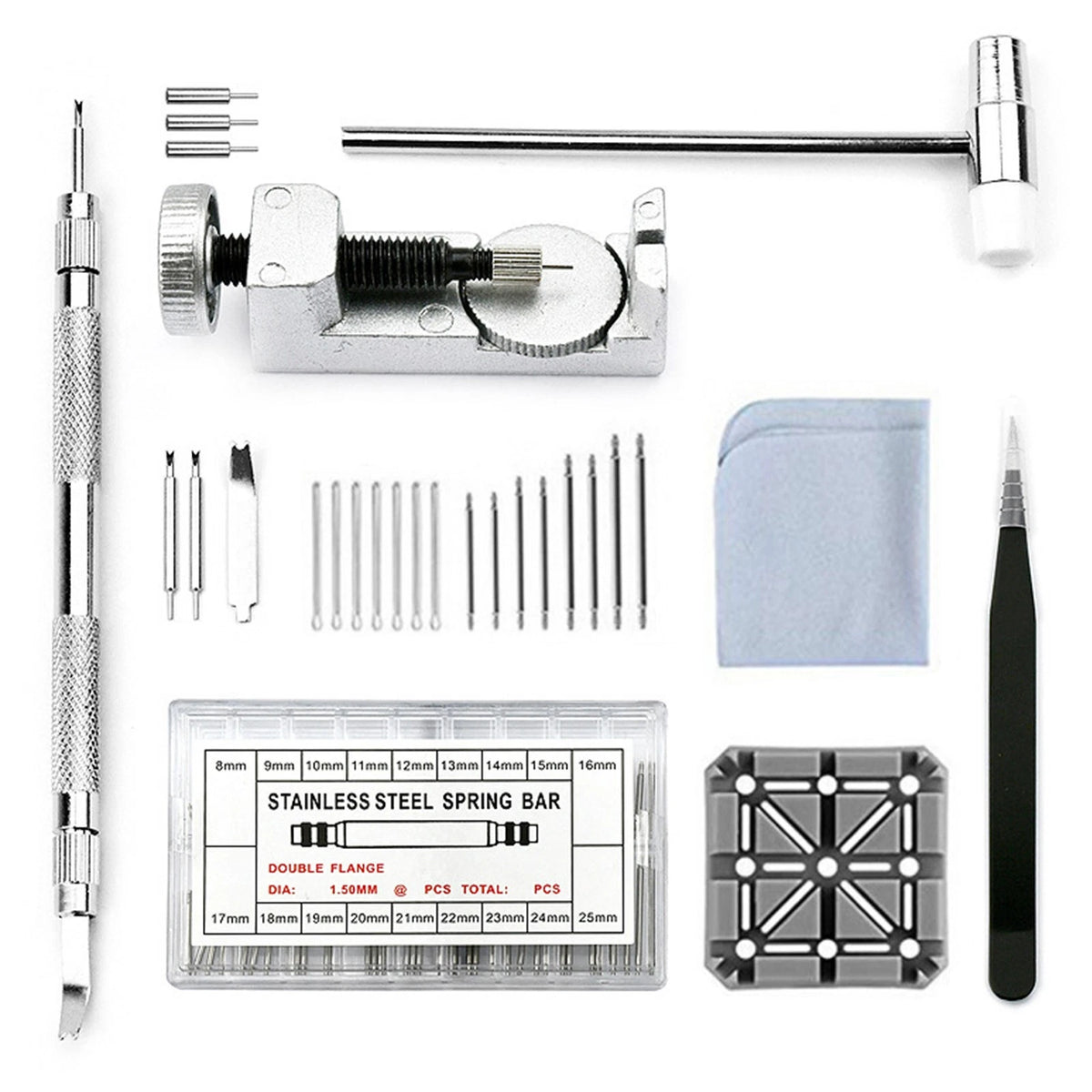 Watch Repair Kit Band Strap Bracelet Link Pins Remover Screwdriver Tool Set E