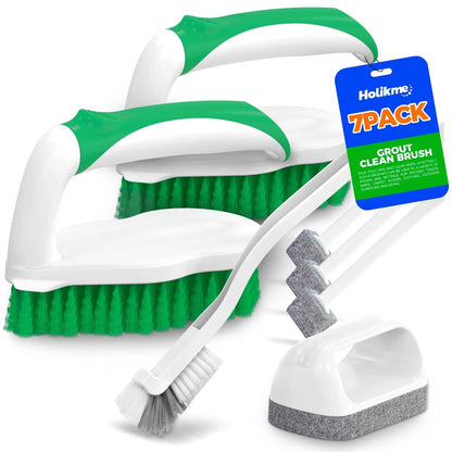 Holikme 7 Pack Cleaning Brush Scrub Kitchen 5 Piece Set, Green