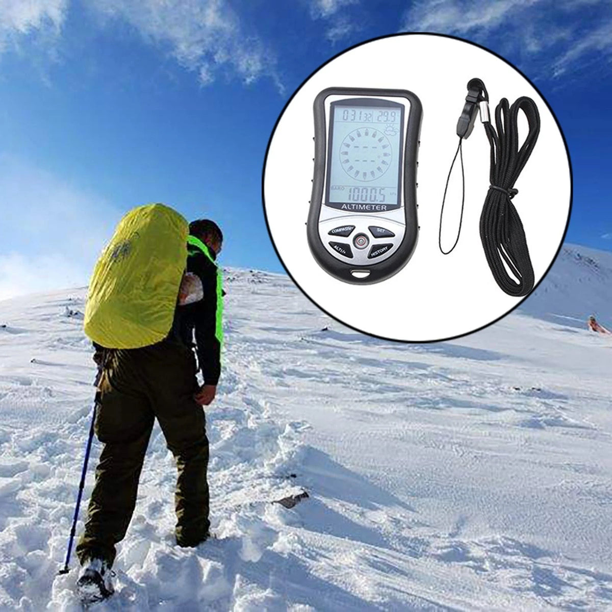 Outdoor Hiking Hunting LED Digital 8 in1 Compass Altimeter Barometer Thermometer