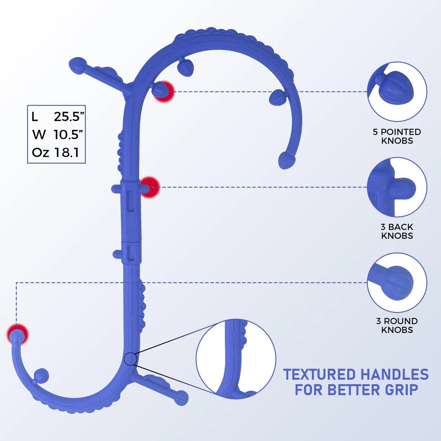 Massage Stick,Handheld Trigger Point Back and Neck Massager Cane, Deep Blue
