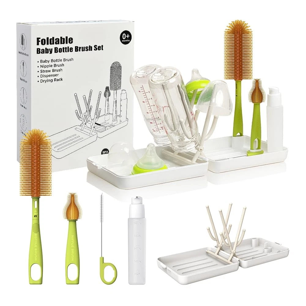 YOTIME Travel Bottle Brush, Cleaner Kit with Foldable White