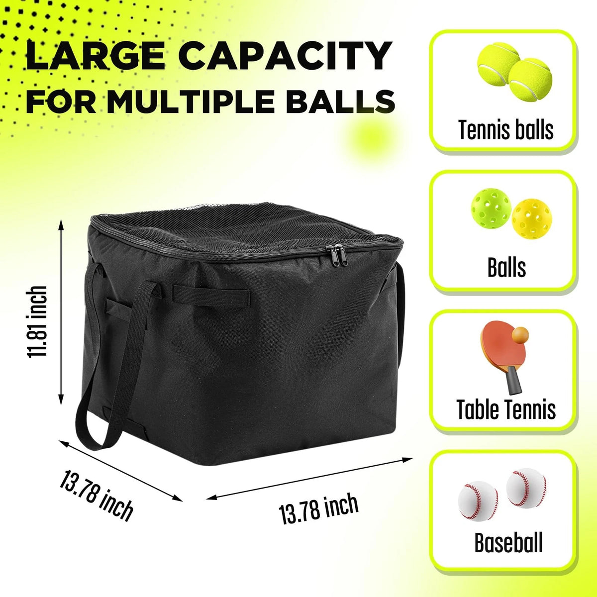 Aliceset Tennis Balls Hopper Ball 13.78 x x 11.81 inches, black