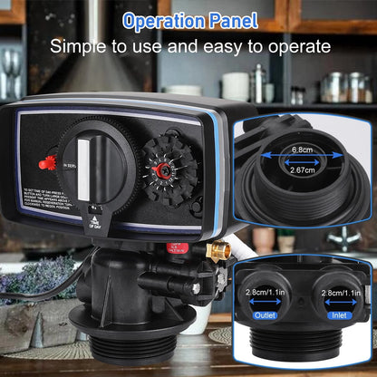 CHENNTAI 5600 Water Filter Control Valve,12 Day Cycle Timer,3W Backwash Black
