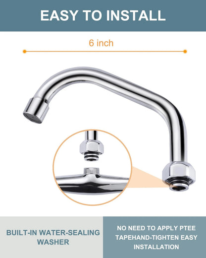 G3/4 Internal Thread Commercial Faucet Swivel Spout 6 Inch, Polished Chrome